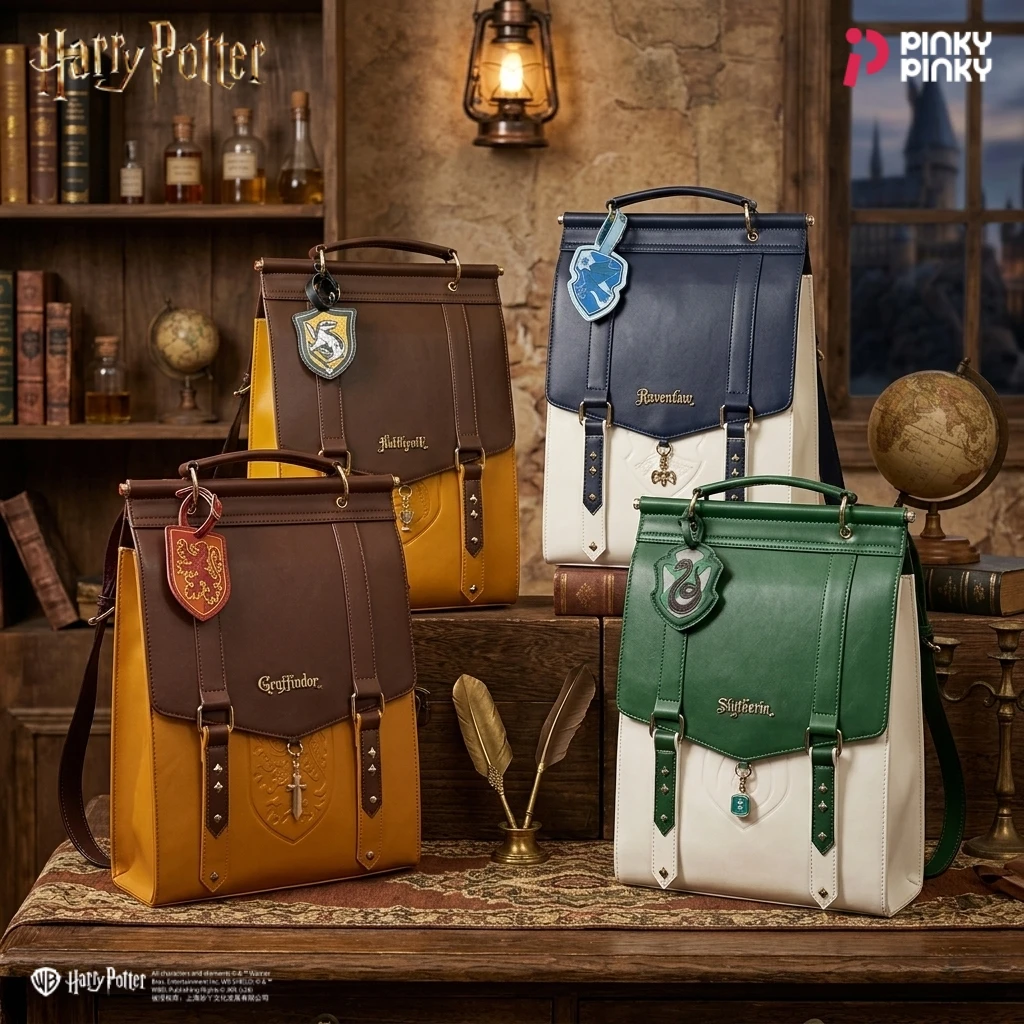 Pinky Harry Potter Backpack Vintage Preppy Style School Bag for Daily Halloween Christmas Birthday Gift for Students Fans Women