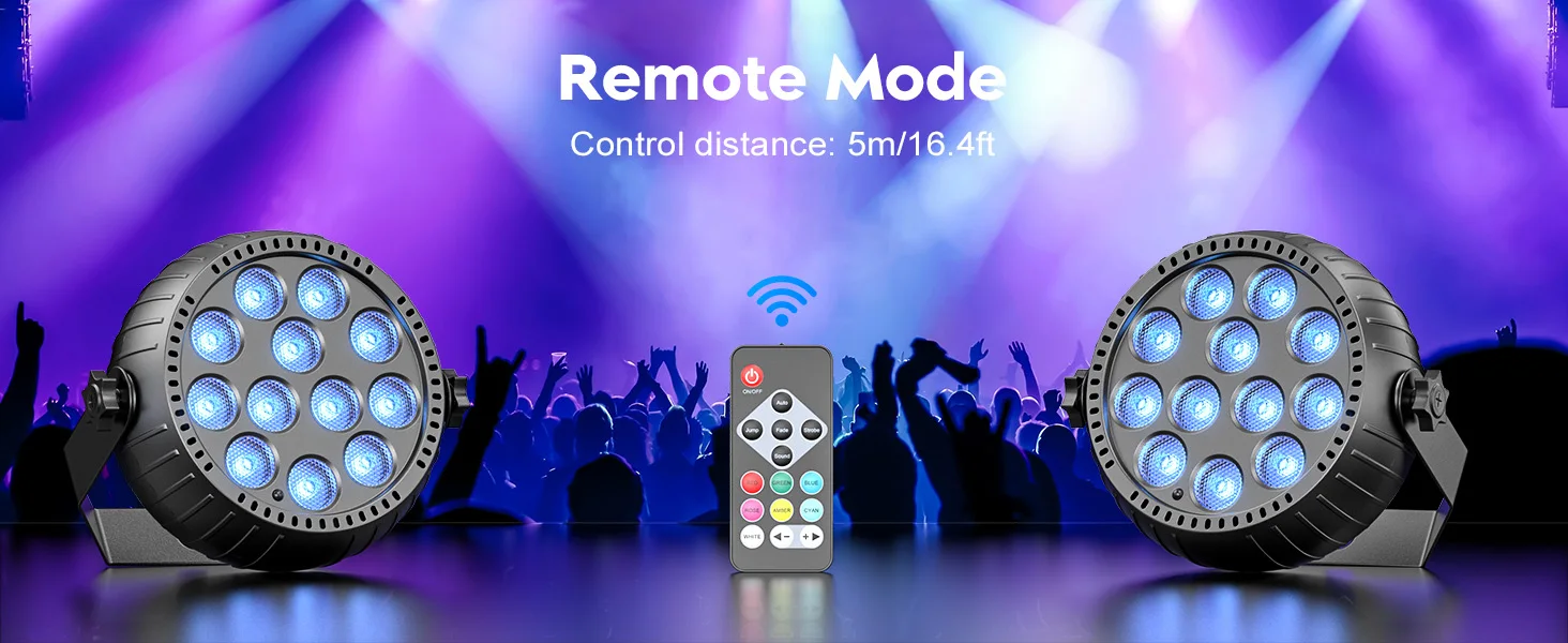 LeLeght 4Pcs 12LED Mini RGB Wireless Rechargeable Par Light LED Par Light Rechargeable Show Lights for Concert Party Wedding Bar