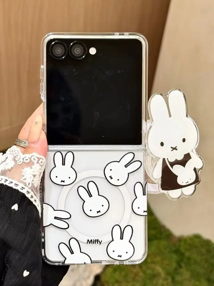Urocze etui magnetyczne z motywem królika Miffy do Samsung Galaxy Z Flip8, Z Flip7, Z Flip6 z podstawką Magsafe, uroczy zestaw odporny na upadki. — zdjęcie produktu 7
