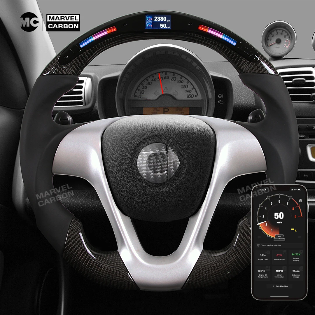 100% REAL CARBON FIBER STEERING WHEEL COMPATIBLE WITH Benz smart 451 galaxy pro model