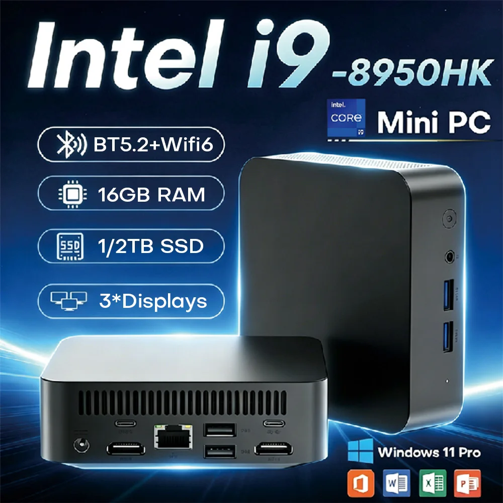 2026 Mini PC Windows 11 1TB 2TB SSD Intel Core i9 8950HK i3 6100U Mini Gaming PC Desktop Computer Intel UHD Graphics Draagbare PC Mini