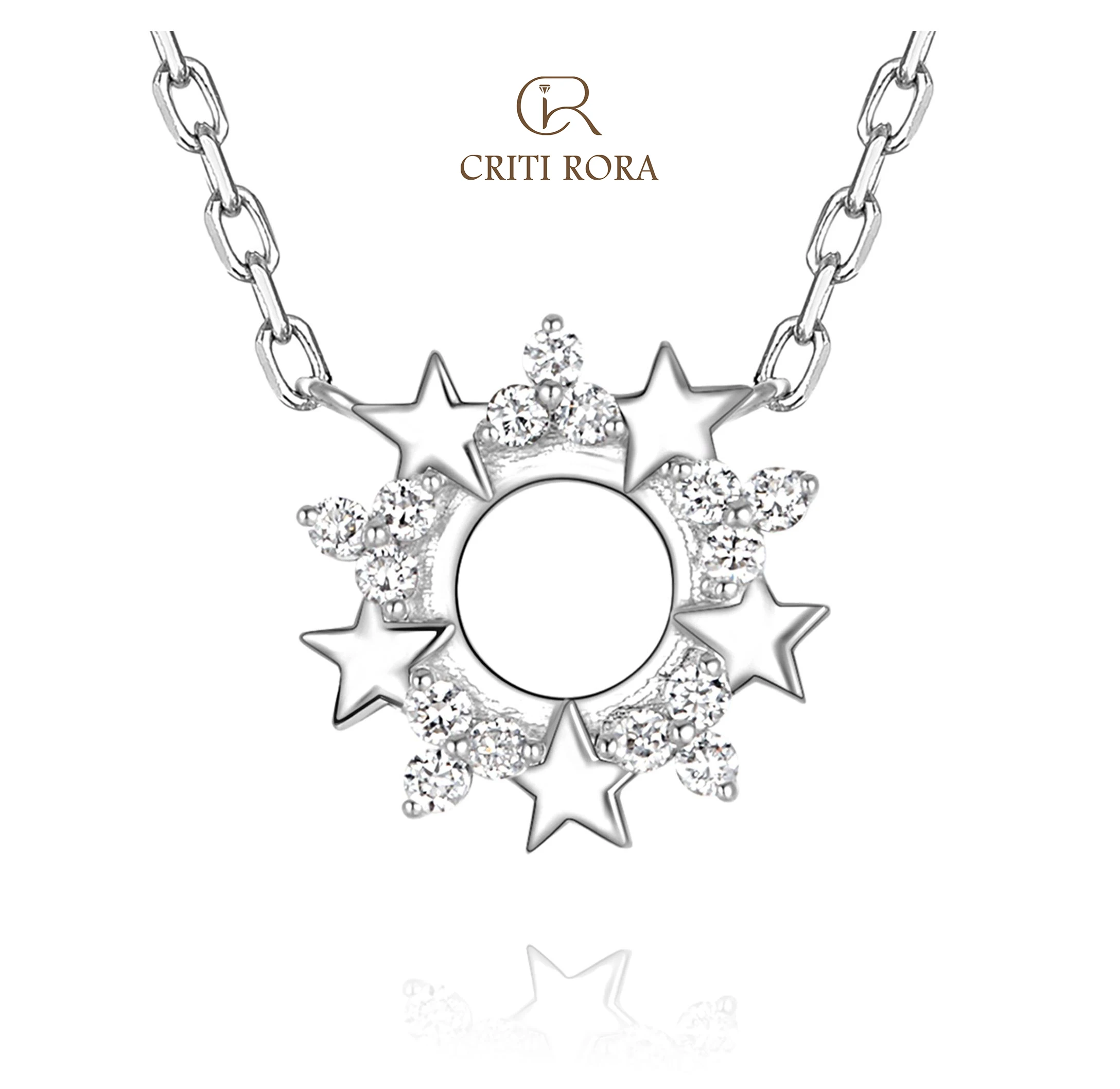 

Lab Grown Diamond Stars & Snowflakes Pendant Necklace-925 Sterling Silver Material-Designer Luxury Jewelry for Women-Criti Rora