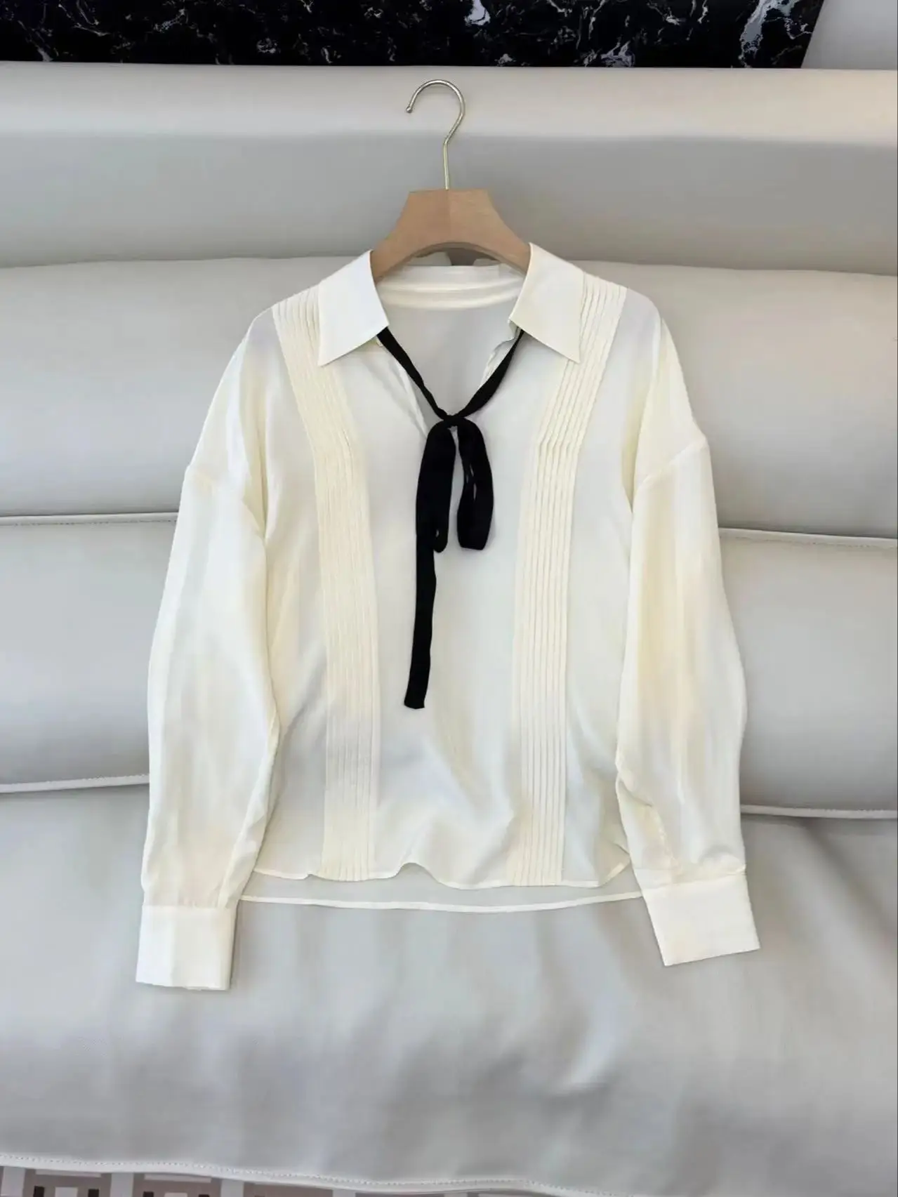 

Spring-summer elegant business lady 100% silk long sleeve shirt