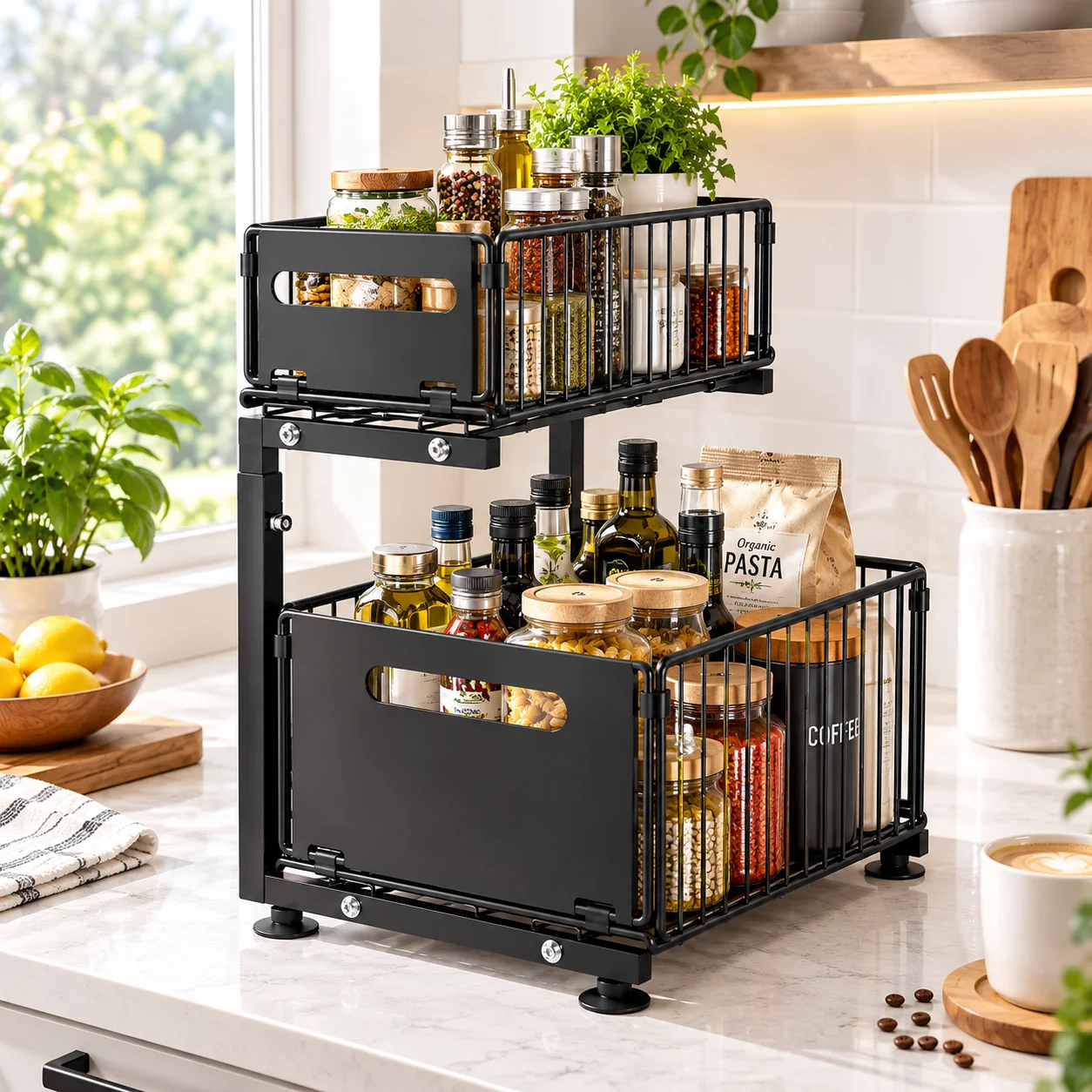Under-Shelf Pull-Out Storage Box With A Space-Saving Design And Quick-Release Mechanism For Effortless Access