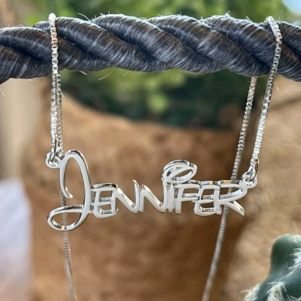 LeeChee Custom Name Stainless Steel Necklace Cute Pendant Box Chain Jewelry Gift For Girls