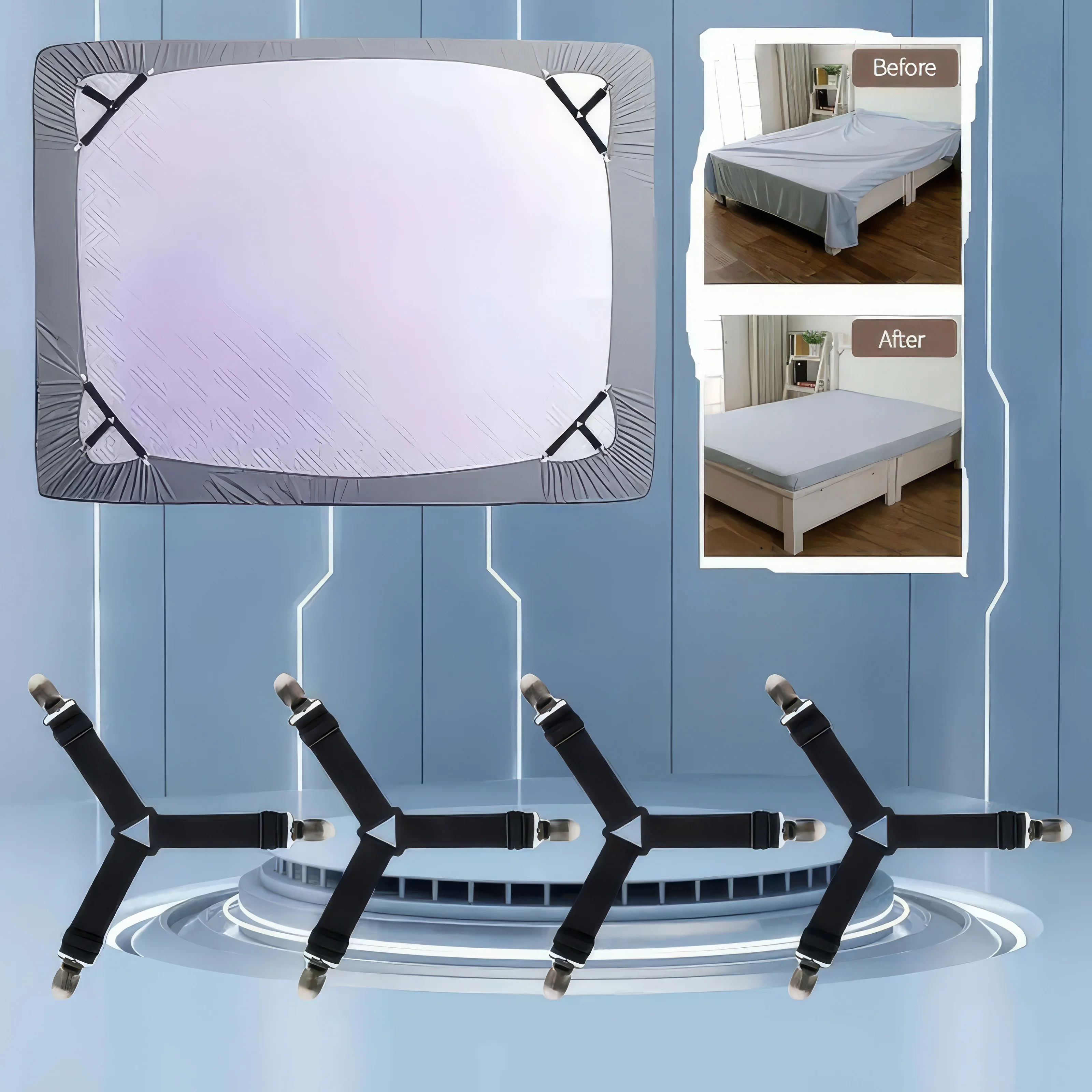 4-Pack Triangle Mattress Non-Slip Fixators, Convenient Fast Use, Prevent Mattress Shifting