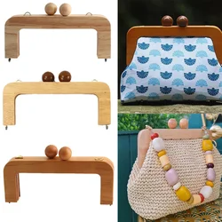 1PC Wallet DIY Frame Lock Wooden Handle Knitted Bag Retro Bag Solid Wood Curved Handle With Wooden Beads With Screws