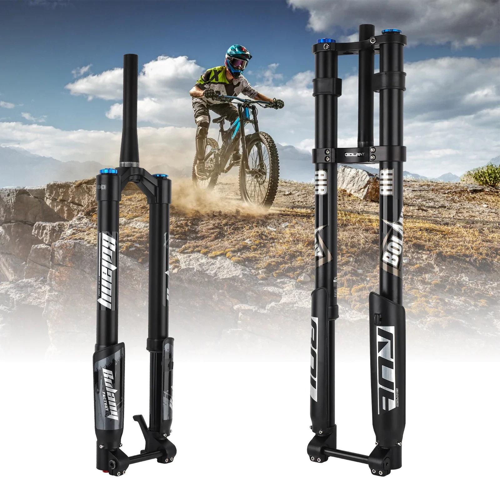 AliExpress UK BOLANY Eectric Bicycle Air Suspension 15*150mm Damping Fork 160MM Thru Axle Inverted Fork Shoulder