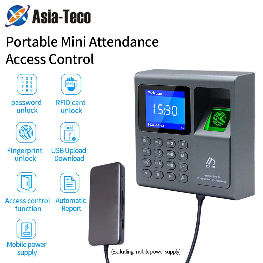 Protable Biometric Fingerprint Scanner RFID Access Control System 1000 User USB Time Recorder Attendance Employee Machine