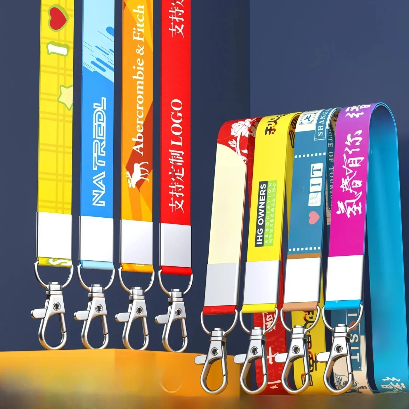 100 sztuk spersonalizowany zagęszczony wiszący pasek na szyję smycz własne LOGO etui na identyfikator zapobiegające zgubieniu zapięcie liny brelok Landyard — zdjęcie produktu 7