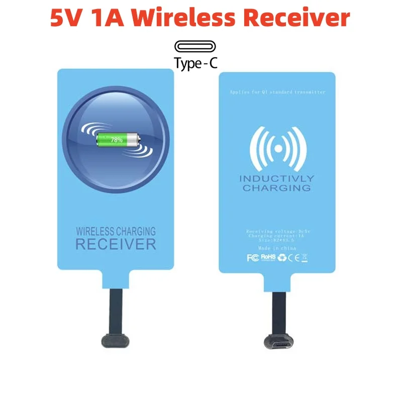 5V 1A Wireless Receiver Support Type C Wireless Charging Adapter for Android Xiaomi Samsung Wireless Charger Pad Coil