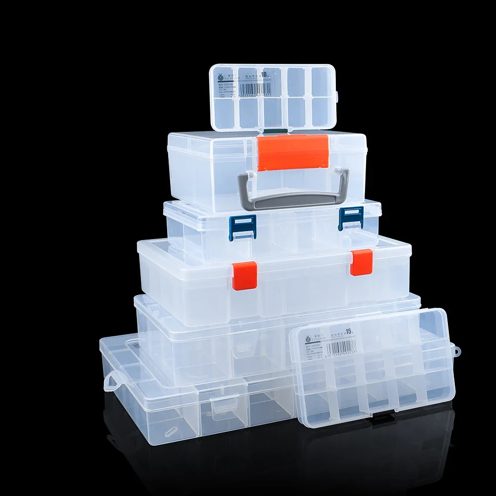 LUXIANZI boîte à outils de rangement en plastique étanche pièces métalliques transparentes portables outils de quincaillerie tournevis organisateur boîte à outils