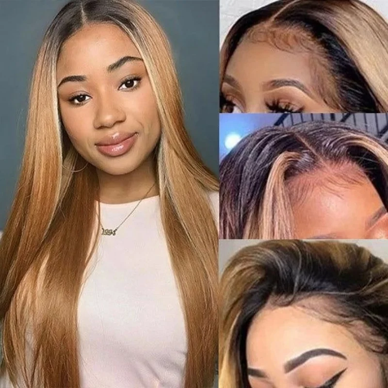 Parrucca bionda miele da 30 pollici Ombre Hd parrucche anteriori in pizzo per capelli umani 1B / 27 colori parrucca frontale in pizzo brasiliano senza colla per le donne