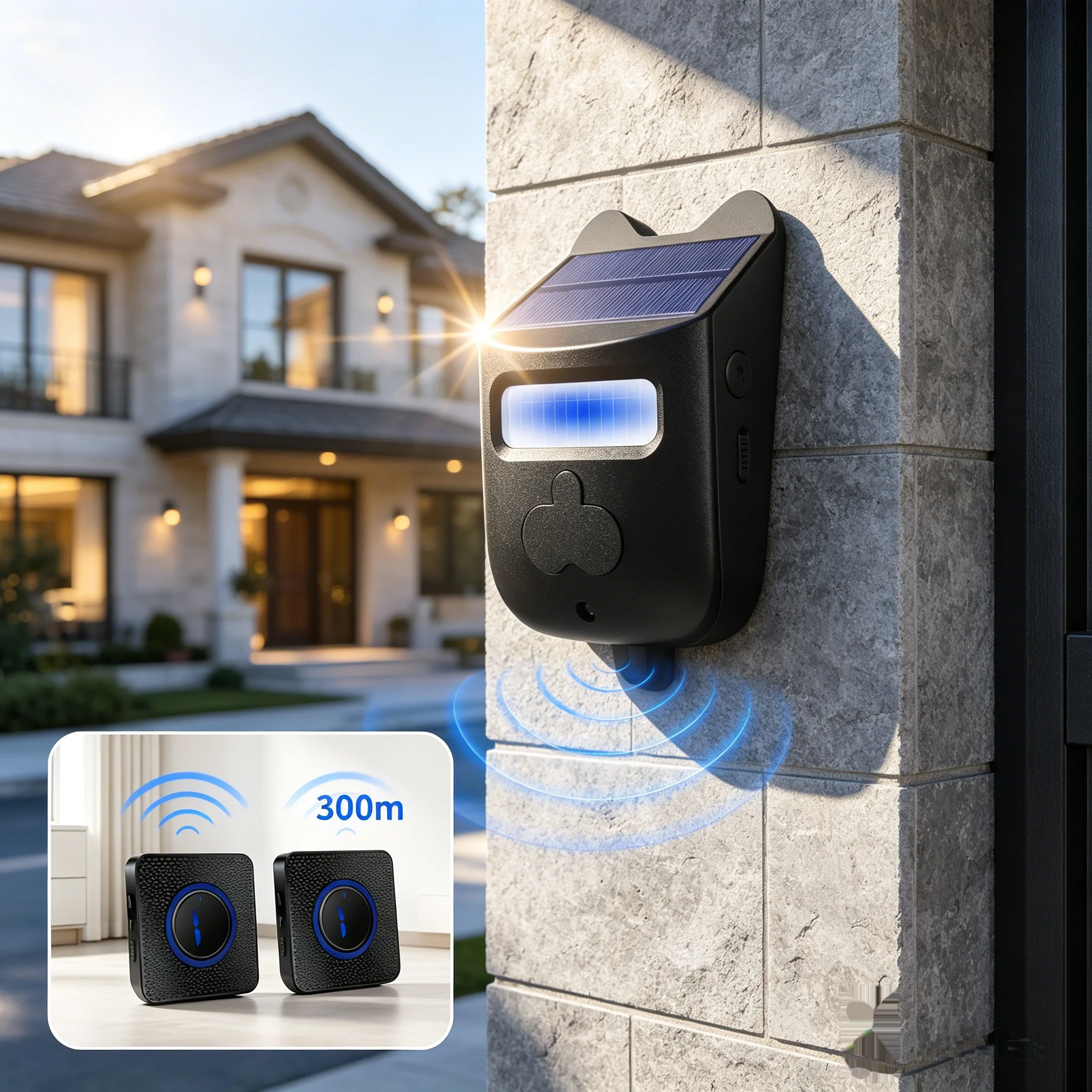 Solar Driveway Alarm, 1/2 Mile Long‑Range, Outdoor Weatherproof Wireless Motion Sensor Detector DIY Home Security System