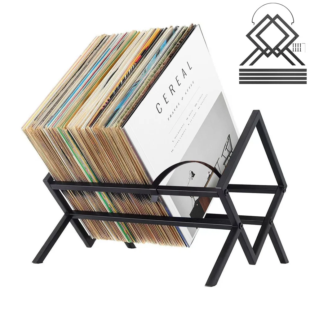 Desktop Creative Bookshelf Metal Iron Art Rack Vinyl Record Storage Rack CD Display Magazine Placement Stand