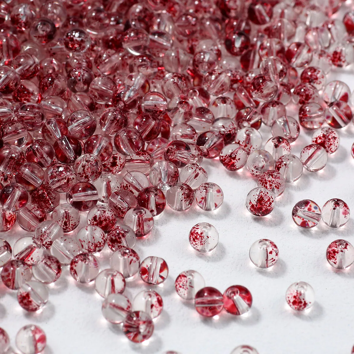 Red 8mm Assorted Dots Crystal Balls Bead Translucent Glass Loose Beads For Jewelry Making DIY Bracelet Earrings Accessories
