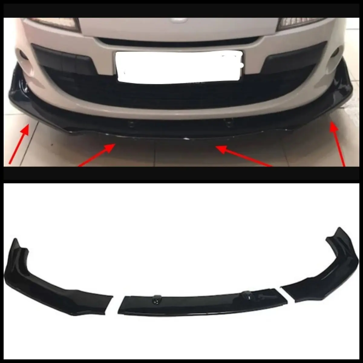 For Renault Megane MK3 Front Bumper Lip Body Kit Spoiler Splitter Diffuser 3pcs HighQuality ABS Plastic Professional Universal