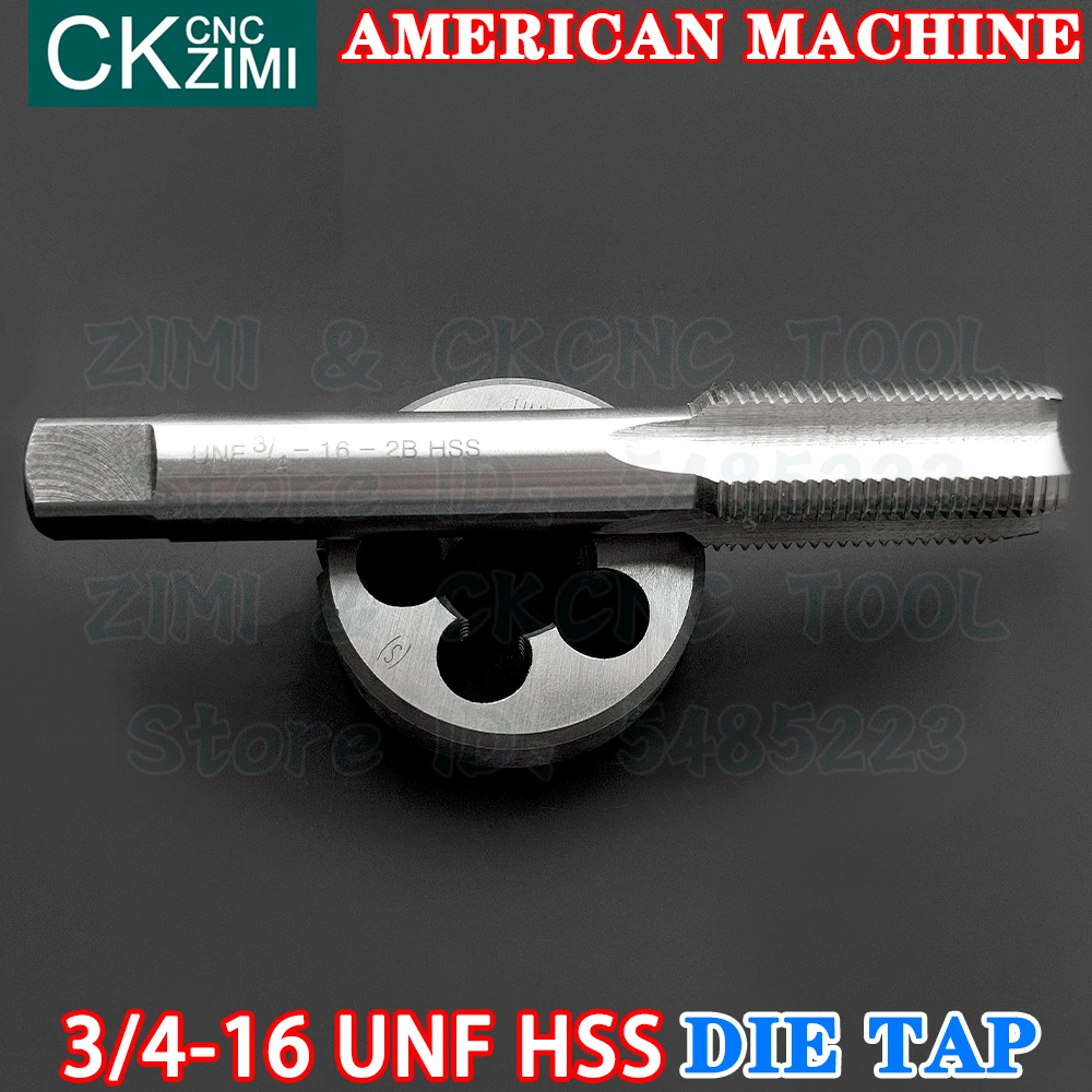 3/4-16UNF 3/4-16 UNF HSS Macho de roscar de máquina estándar americano con mango recto Taladro de roscado de alambre de acero de alta velocidad Metal de troquel redondo