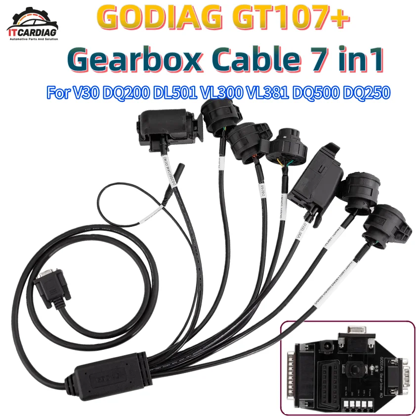 

GODIAG GT107+ Gearbox Cable 7-in-1 Set V30 (01J)/ DQ200/ DL510/ VL300/ VL381/ DQ500/ DQ250 Work with GT107+