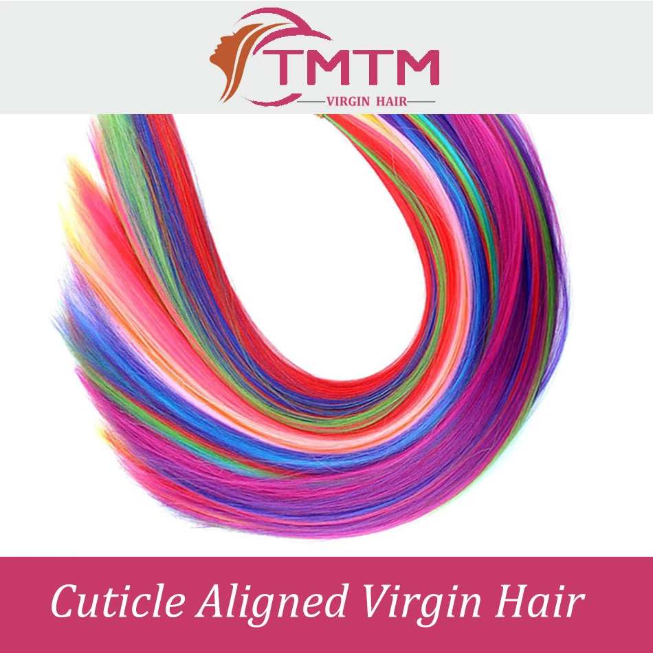 TMTM I Tip Human Hair Extension Kit Rainbow Colored Microlink Capsule Keratin Natural Fusion Human Hair 0.8G/pc 20/50/100Strands