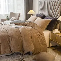Velvet Shaggy Duvet Cover Set Ultra Soft Fluffy Duvet Cover Bedding Set(on comforter)