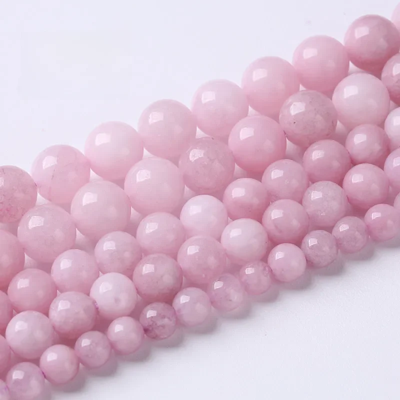 Whlolesale Naturalne koraliki Kunzite Okrągłe luźne koraliki dystansowe do tworzenia biżuterii 6 8 10mm DIY Bransoletki Naszyjniki Akcesoria — zdjęcie 2