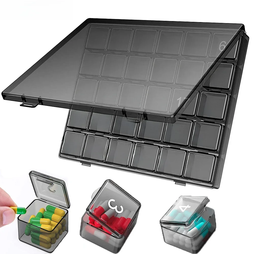 Organisateur de pilules mensuel 1 pièce, boîte à pilules de 30 jours, étuis à pilules de 4 semaines et d'un mois, organisateur de médicaments à grands compartiments pour vitamines