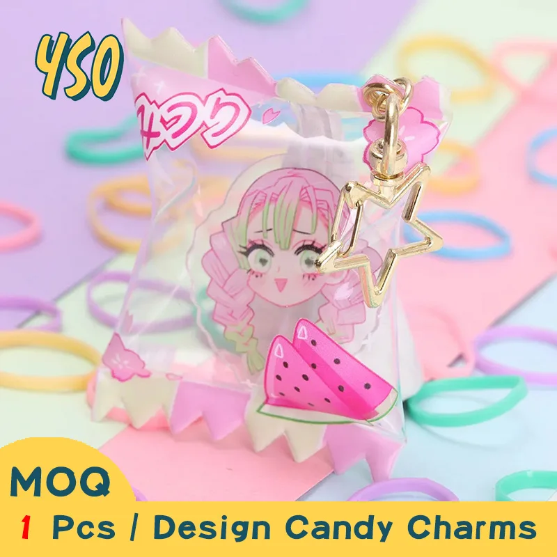 YSO CNC Diamond Cut Customized Promotional Gift Anime Acrylic Keychain Candy Cute Series Candy Charms