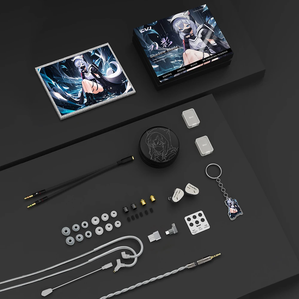 CVJ Shadow Blade Vibration Music Gaming IEM HIFI سماعات أذن سلكية داخل الأذن محرك ديناميكي + وحدة اهتزاز مع أنابيب ضبط HD MIC