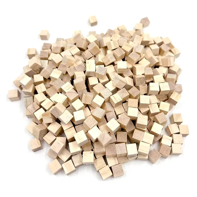 500 sztuk 1cm niedokończone drewniane kostki, kwadratowe klocki z naturalnego drewna do projektu DIY, rzemiosło Home Decor Art Supplies — zdjęcie 2