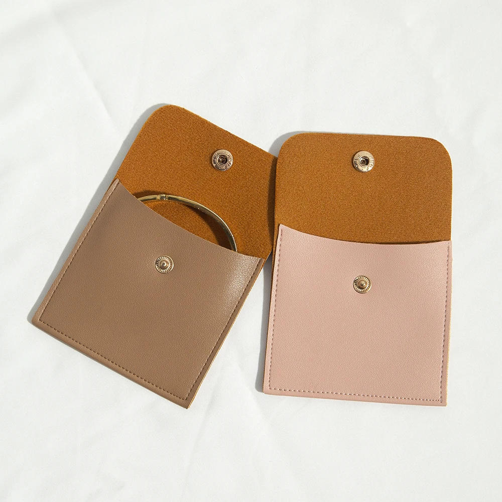 5 Stück PU-Leder Gold Knopf Tasche DIY Schmuck Ohrring Halskette Schnappbeutel Hochzeit Verpackung Geschenktüte Reiseaufbewahrung Staubsack Großpackung – Detail 5
