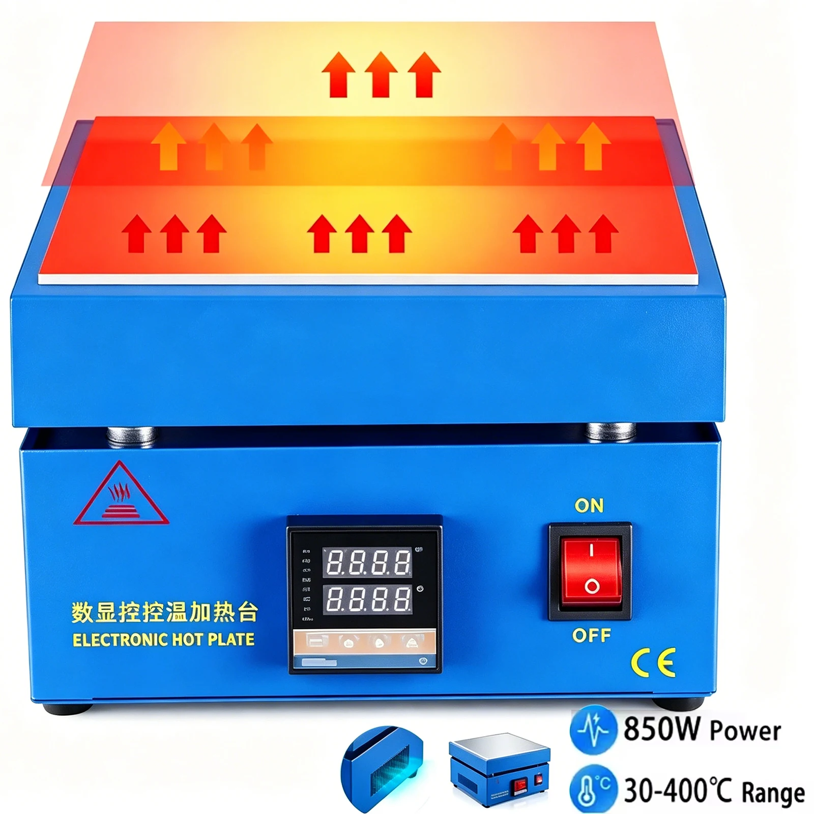 Station de chauffage numérique 200*200mm, plateforme de préchauffage électronique, plaque chauffante pour la maintenance et la réparation de PCB et d'écrans LCD
