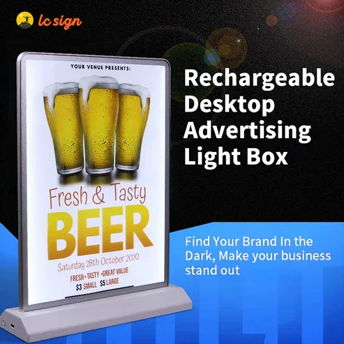 

A4/A5 Rechargeable desktop advertising light box Acrylic Flashing Led Table Menu Restaurant Card