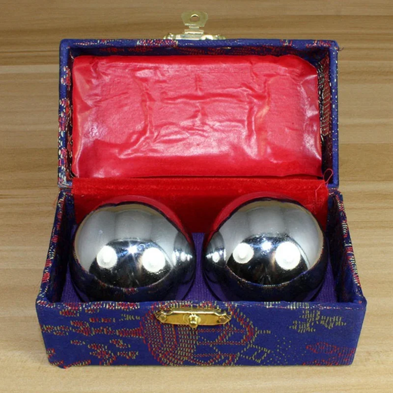 2 Stück Hand massage ball Stress Entspannung chinesische Gesundheits fürsorge für verchromtes Silber