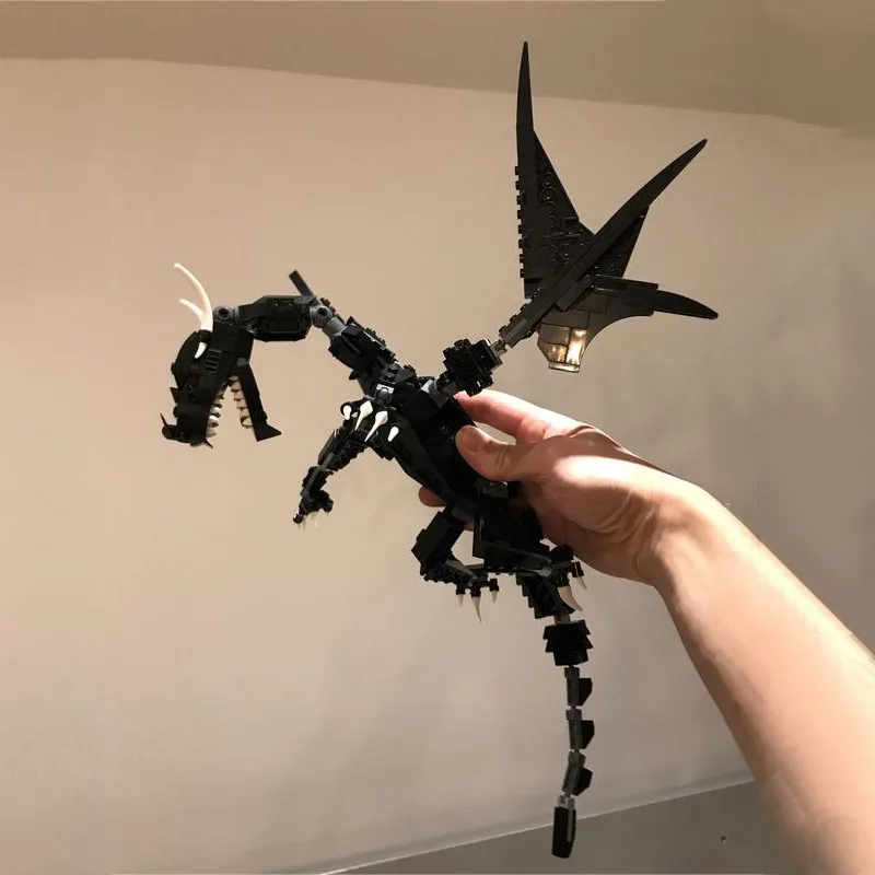 Has Pose-able Limbs and Unfolding Wings Ferocious Dragon V1-V2 MOC Toys Bricks Model DIY Building Block Children's Birthday Gift