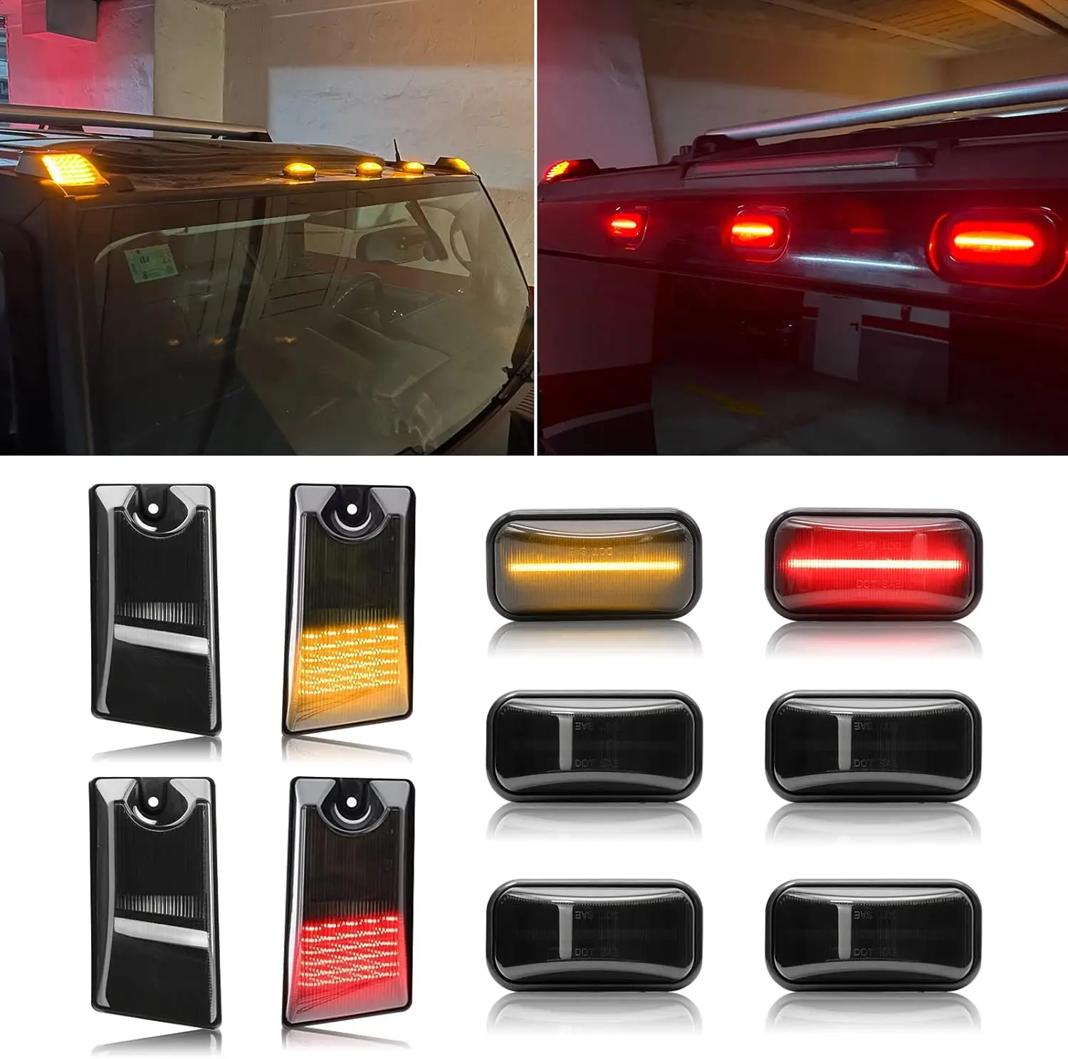 Cab Roof Top Marker Lights Side Marker Lights For Hummer H2 2003-2009 Smoked/Clear Lens Clearance Lamps