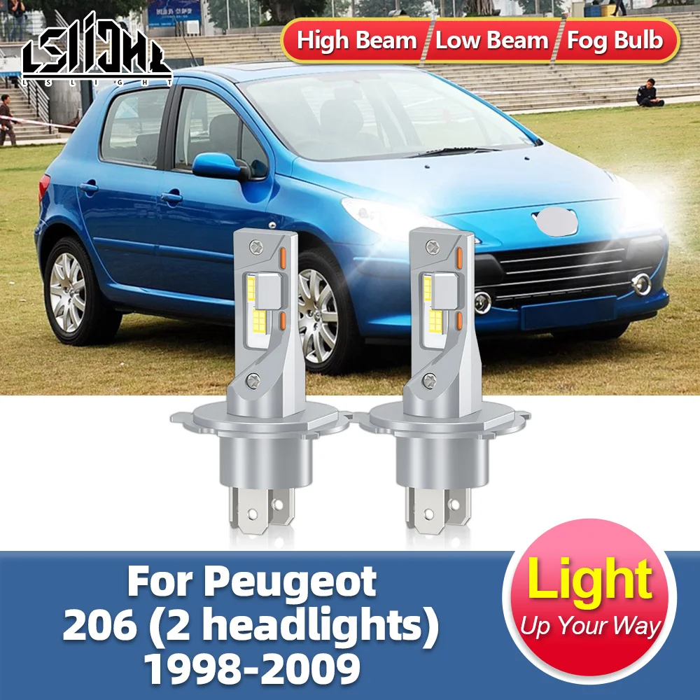 

2x Car Front LED Headlight Bulbs 30000LM For Peugeot 206 (2 headlights) 1998-2000 2001 2002 2003 2004 2005 2006 2007 2008 2009
