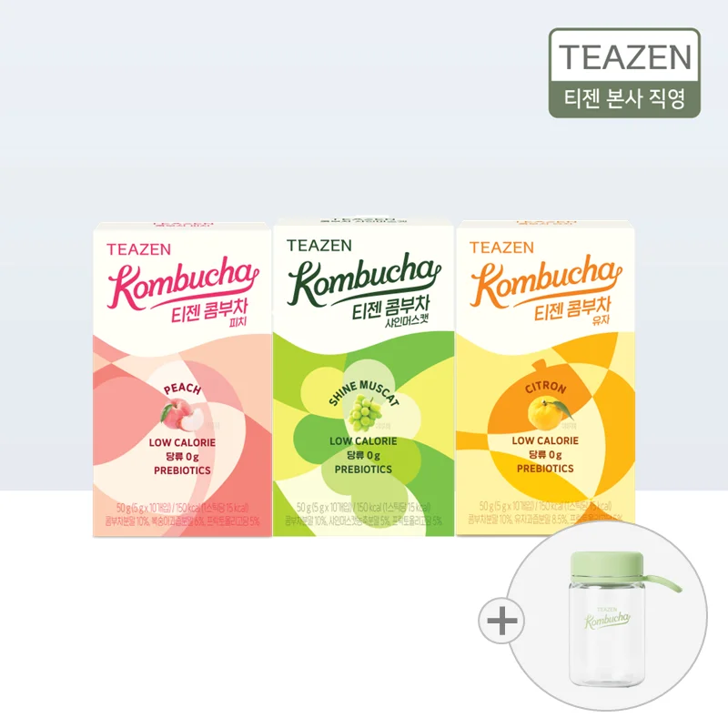 TEAZEN KOMBUCHA three-piece pack of popular fruit (Peach 10 Stick + Shin Muscat 10 Stick + Yin 10 stick)