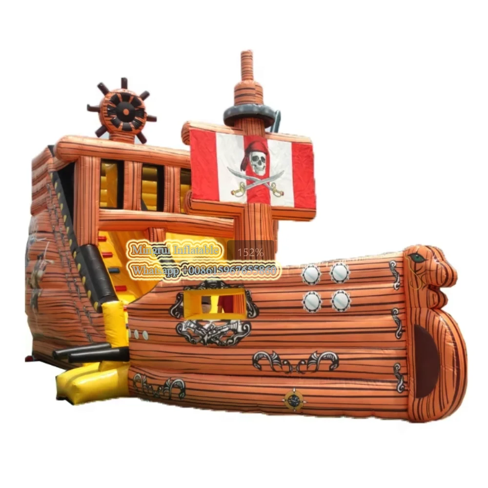 Commercial inflatable pirate ship inflatable slide castle combination with blower for children playground