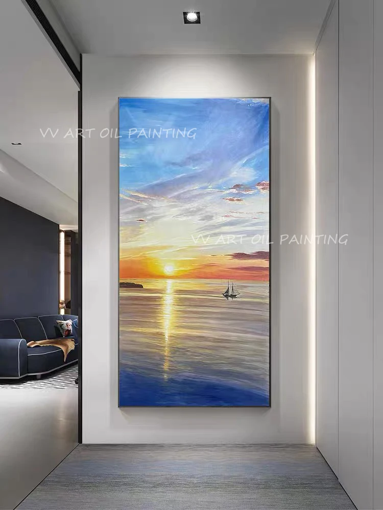 

Закат океан море 100% ручная работа абстрактная картина маслом абстрактная гостиная столовая стена без рамки в подарок