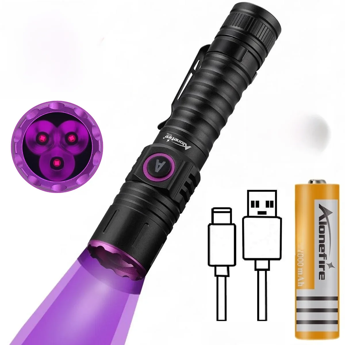 15W UV 365nm High Power Schwarzlicht USB Taschenlampe Unsichtbare Tinte Marker Katze Hund Urin Tinea Erz Geld Skorpion fluoreszierende Licht