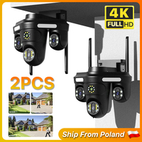 2PCS Outdoor WIFI IP Camera Three Screen Three Lens 4K HD Auto Tracking IP66 Waterproof CCTV Video Security Camera iCsee