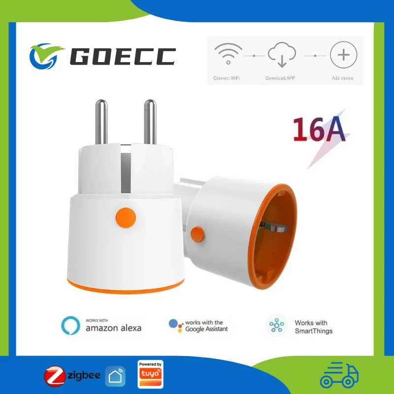 

Tuya Zigbee Smart Plug 16A EU Smart Conversion Socket Remote Control Metering Timing Voice Control Work With Alexa Google Home