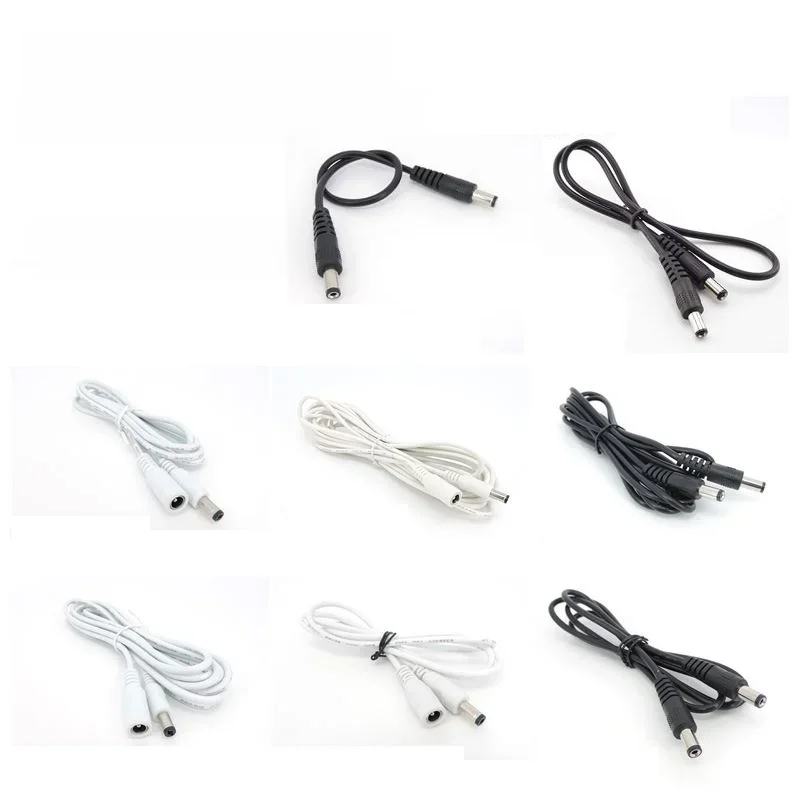 Câble d'extension d'adaptateur d'alimentation DC 12V, blanc, noir, mâle, femelle, 5.5x2.1mm