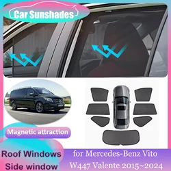 Magnetic Sunshades for Mercedes-Benz Vito W447 Valente 2015~2024 Roof Windows Sun Visor Windshield Curtain Sunroof Accessories