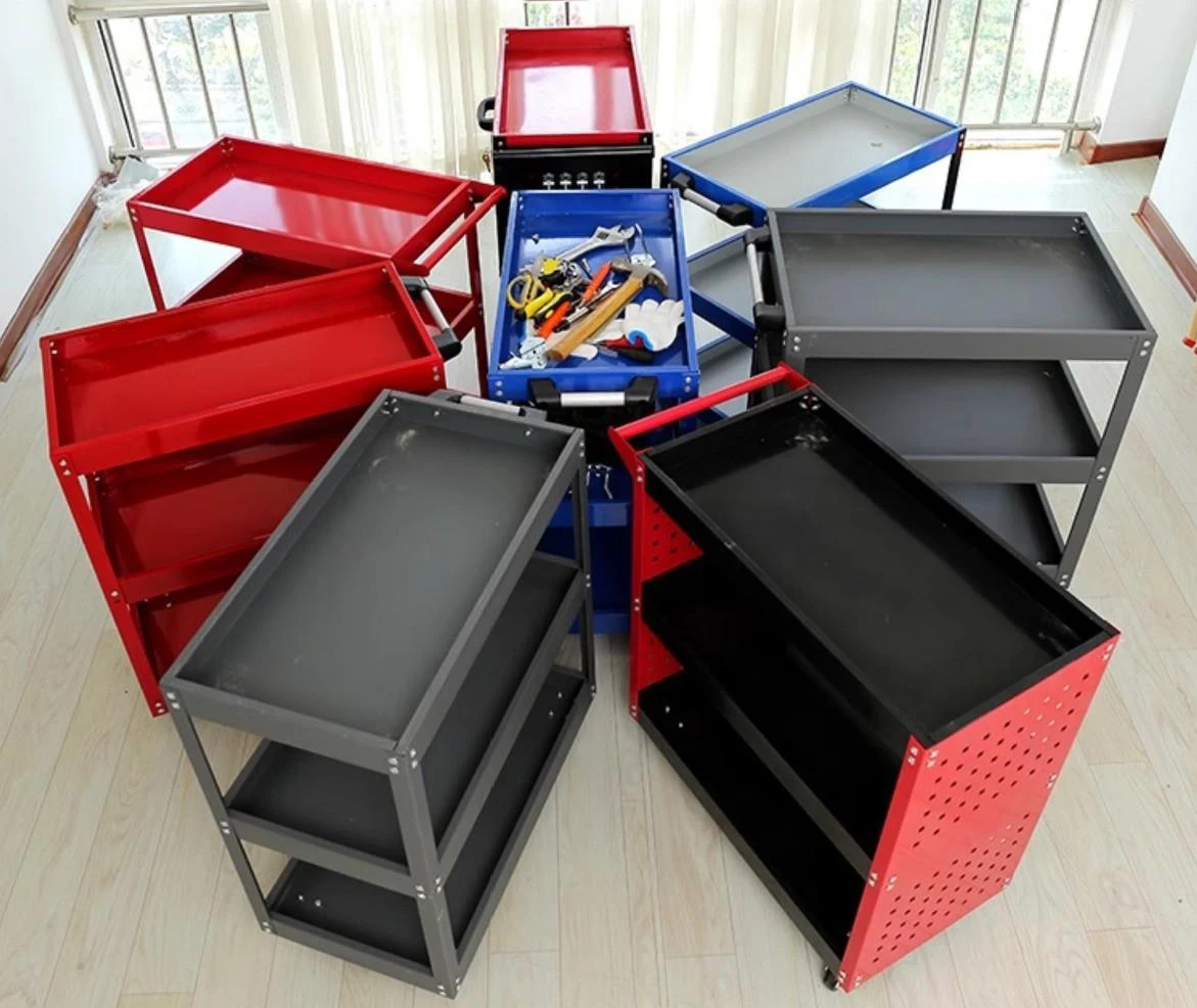 3段棚付きモバイルワークショップトロリー-工具、美容用品、タトゥーギア用の多用途収納キャディ