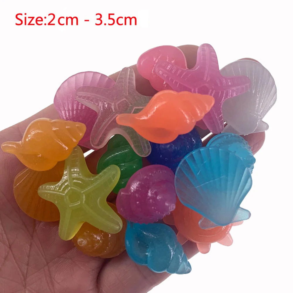 10/30/50PCs Colorful Luminous Starfish Conch Shell Shaped Glowing Stones Decorative For Garden Aquarium Fish Tank Pool Landscape