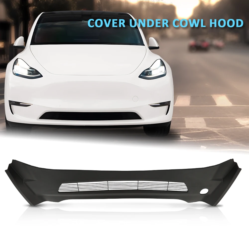 

Car Front Bumper Cover Apron Trim Cover under Cowl Hood Fit for 2020-2023 Tesla Model Y 1492605-00-A 149425500B Black Plastic