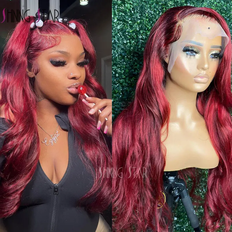 

Colored Burgundy 99j 13X4 Lace Frontal Wig Body Wave Red Lace Front Human Hair Wigs For Women Brazilian Lace Front Wig Remy Hair