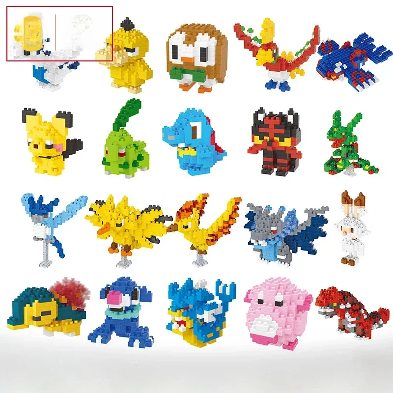 Mini blocs de construction Pokémon, figurines de dessin animé, Pikachu, Dracaufeu, Évoli, Mewtwo, jouets à assembler soi-même